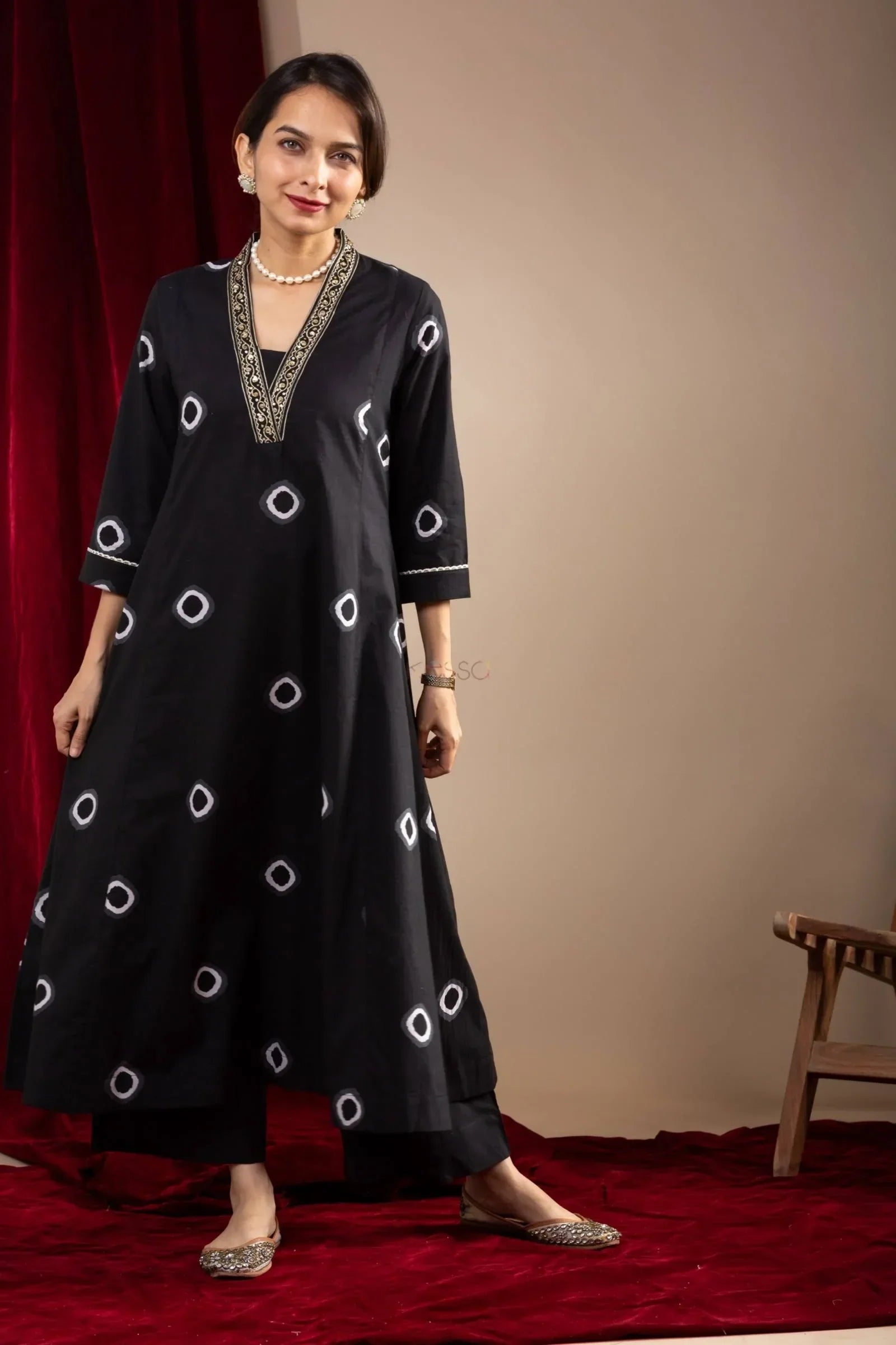 Bonasri Cotton A Line Kurta with Plazo Bandhani Jaipur Bonasri Cotton A Line Kurta with Plazo Bandhani Jaipur