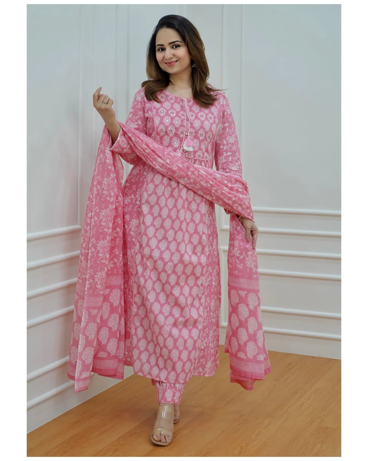 Pink Afghani Cotton Suit
