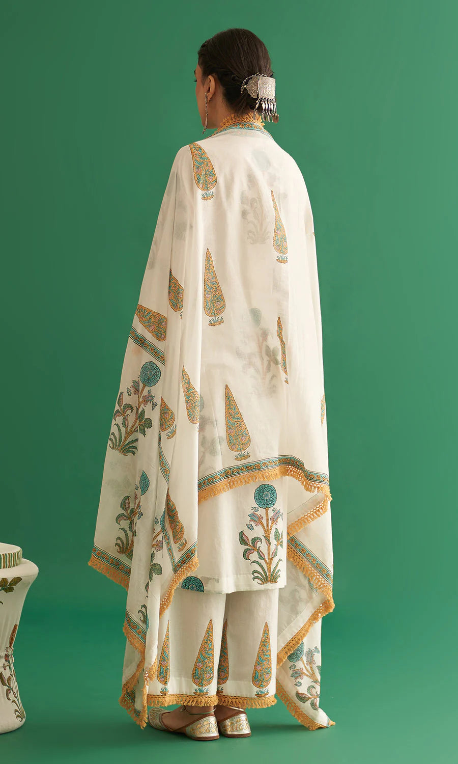 Cotton Hand Block Printed Straight Suit Set Of 3