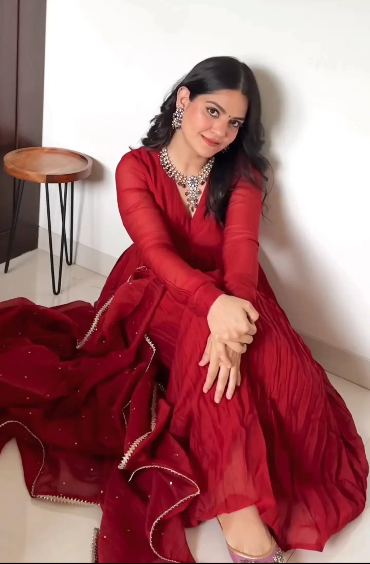 Mul Cotton Anarkali with Churi Sleeves Set of 3