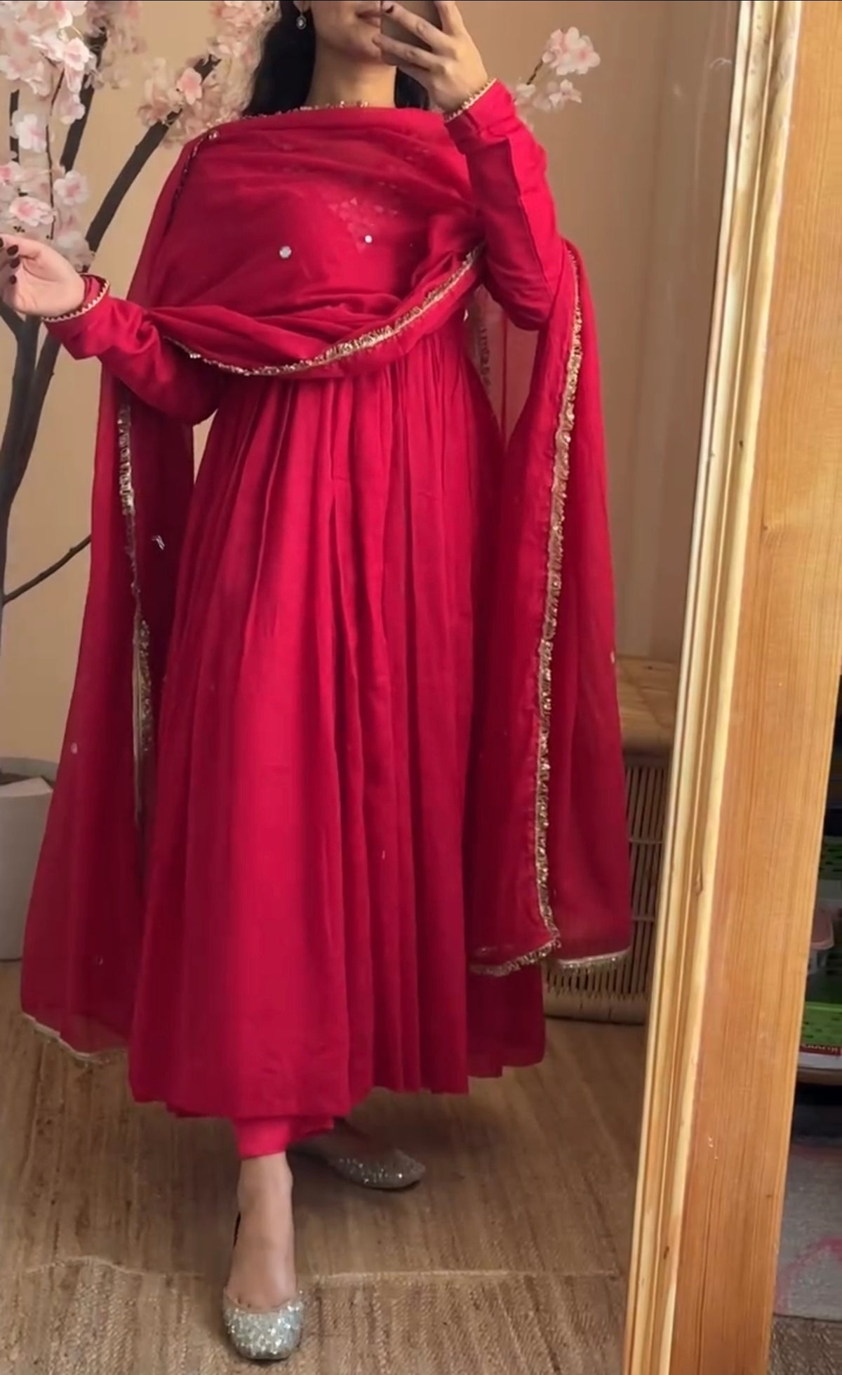 Plaredrani Pink Hand Work Anarkali Set