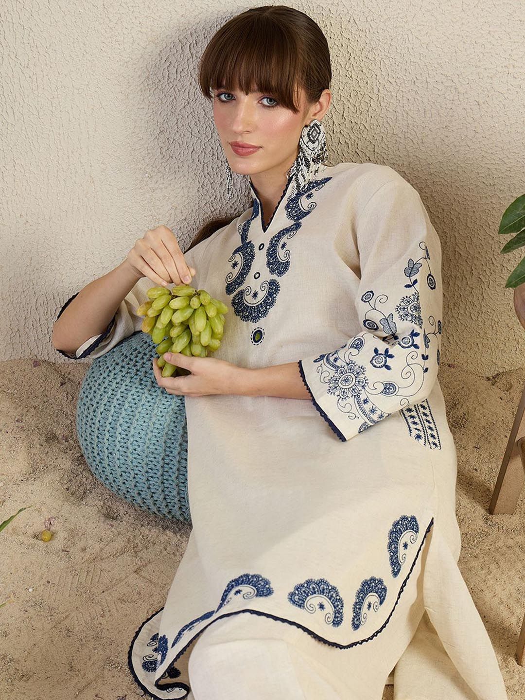 Embroidered Tunic With Trouser Co-Ords