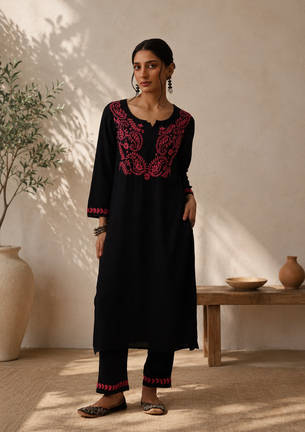 Rubaab Chikankari Cotton Straight Kurta Set