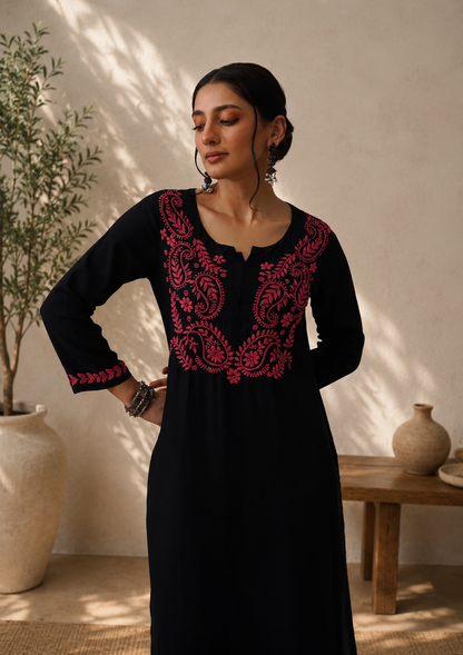 Rubaab Chikankari Cotton Straight Kurta Set