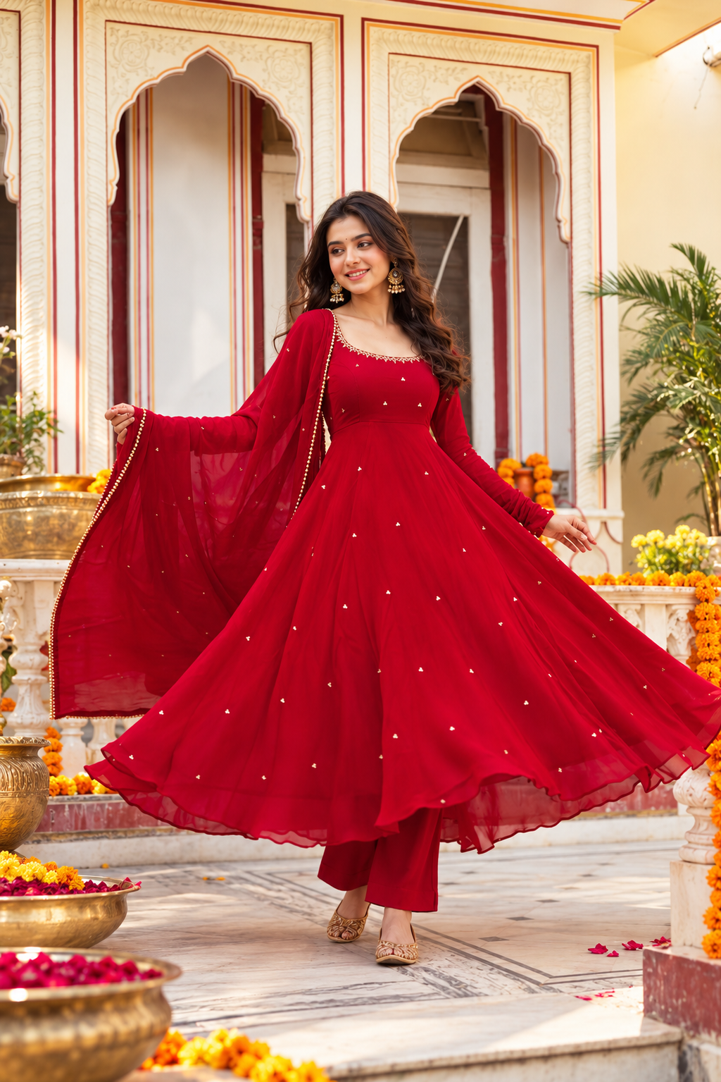 Rouge Hand Work Anarkali Set