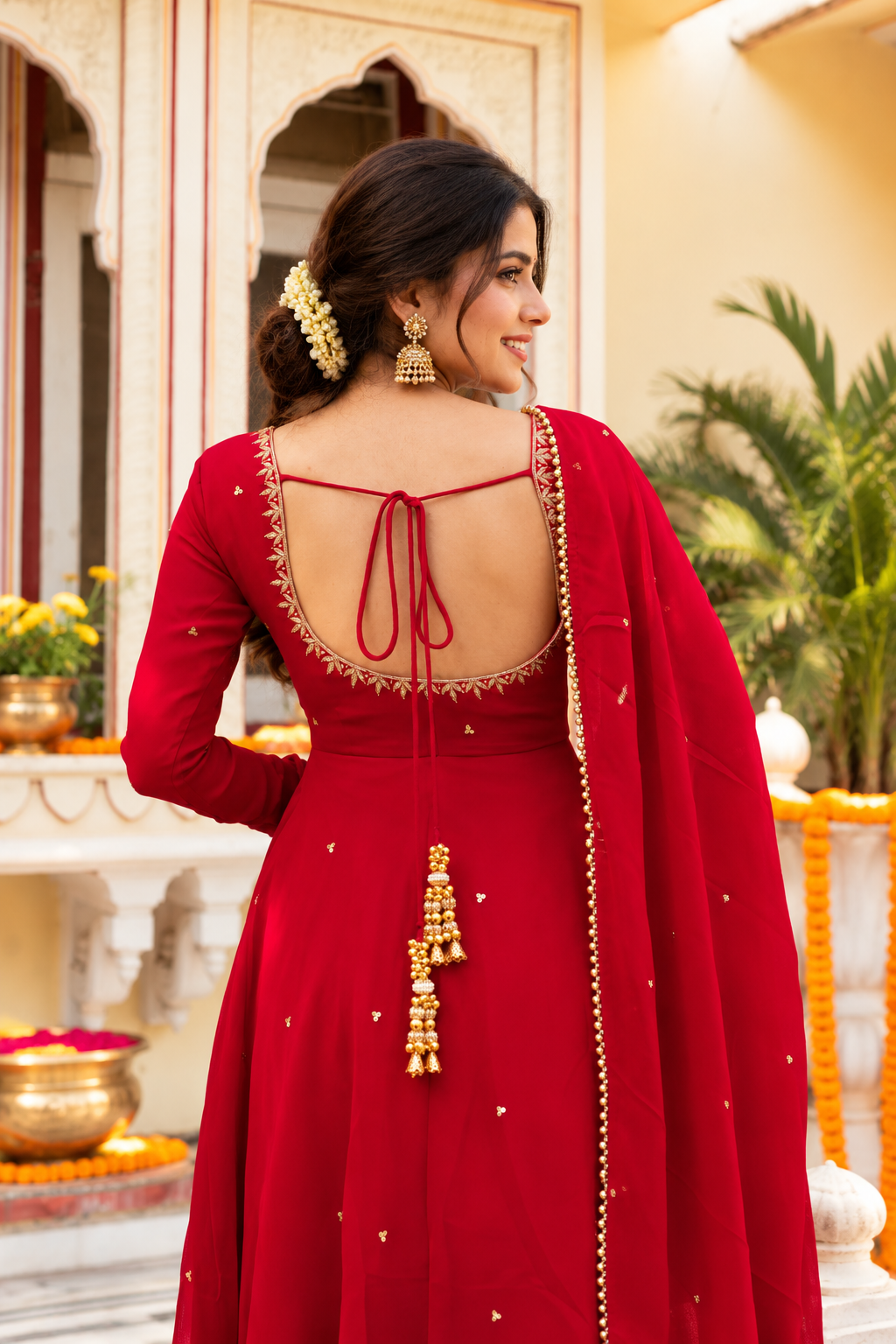 Rouge Hand Work Anarkali Set