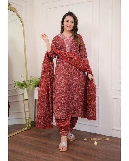 Beautiful Straight Embroidery Kurti with Malmal Dupatta