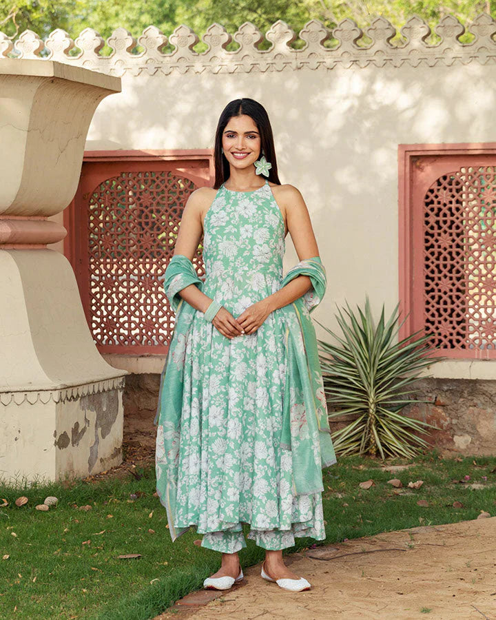 JASMINE GREEN COTTON SUIT SET