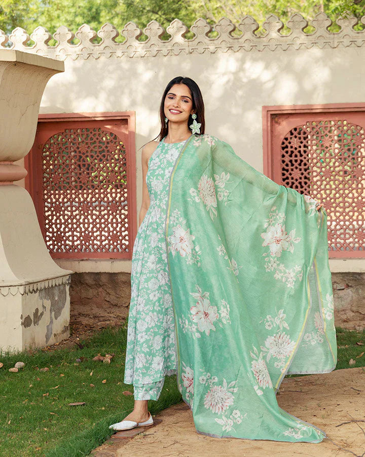 JASMINE GREEN COTTON SUIT SET