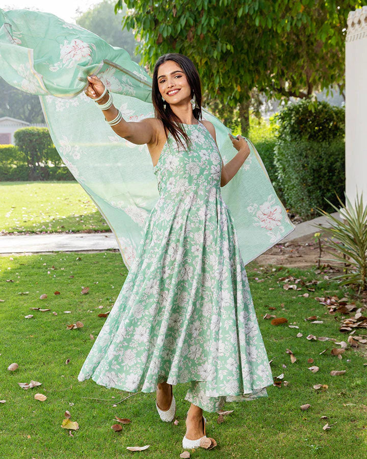 JASMINE GREEN COTTON SUIT SET