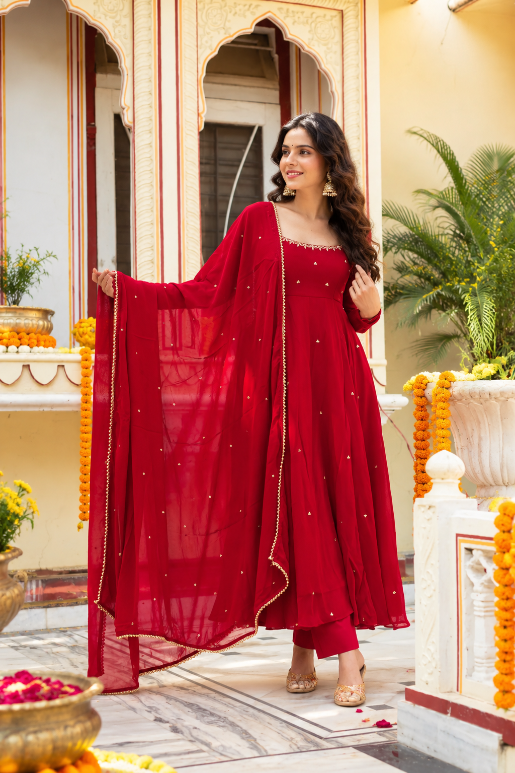 Rouge Hand Work Anarkali Set