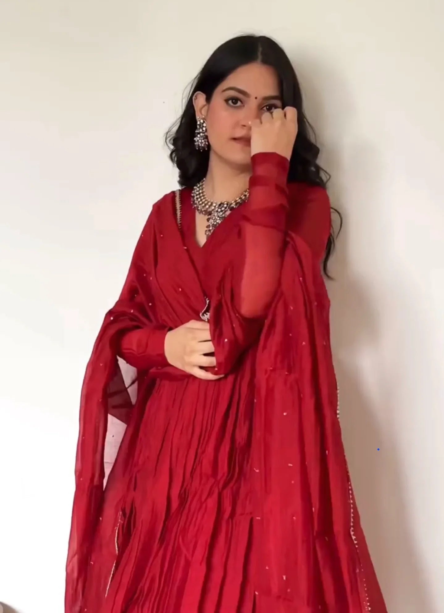 Mul Cotton Anarkali with Churi Sleeves Set of 3