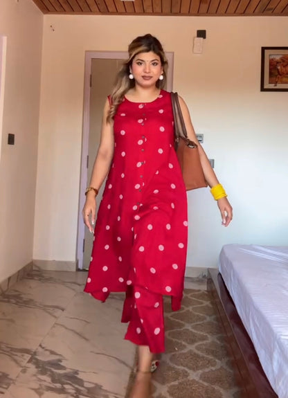 A-line Cotton kurta Set