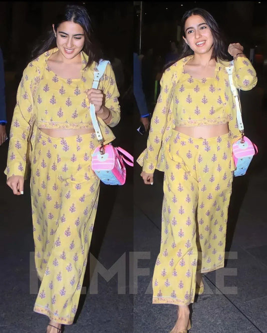 Bollywood Yellow Cotton Co-Ord Set