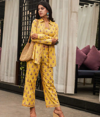 Bollywood Yellow Cotton Co-Ord Set