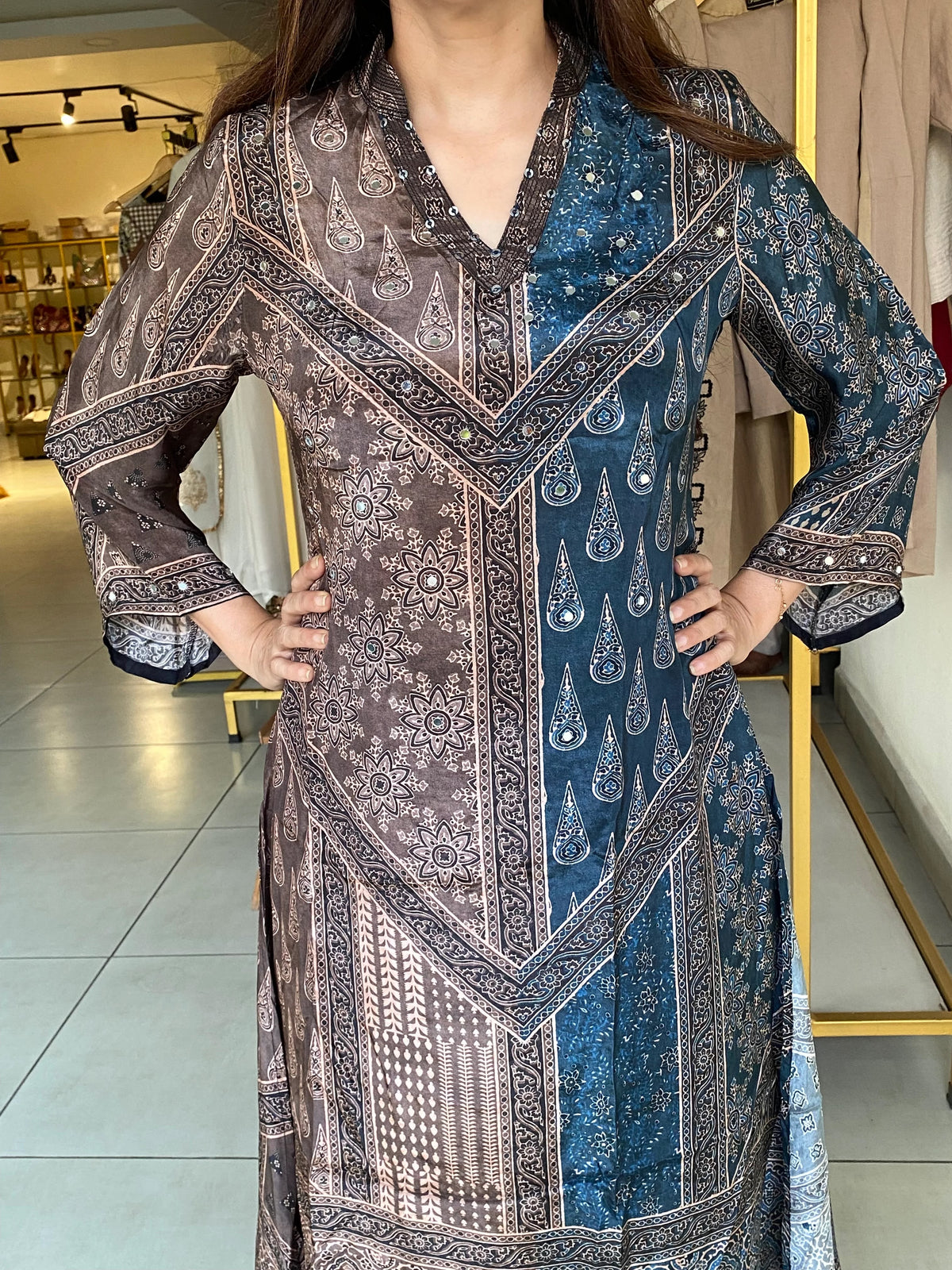 Silk Ajrak Print Coord Set