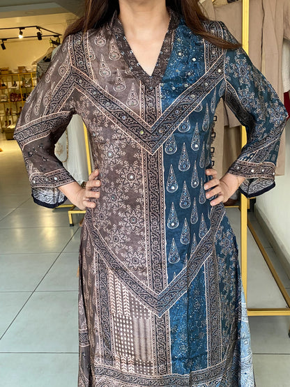 Silk Ajrak Print Coord Set